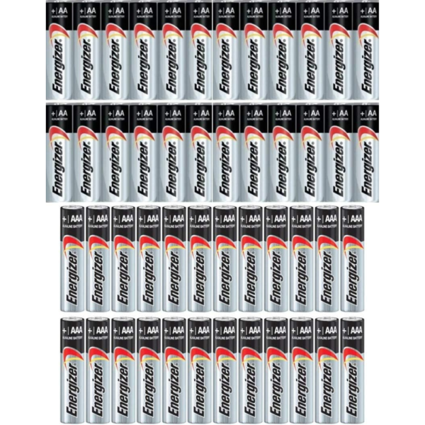 Combo 24x AA + 24x AAA Energizer Max Alkaline E91/E92 Batteries Made in USA Exp. 2023 or Later ((Bulk Packaging)