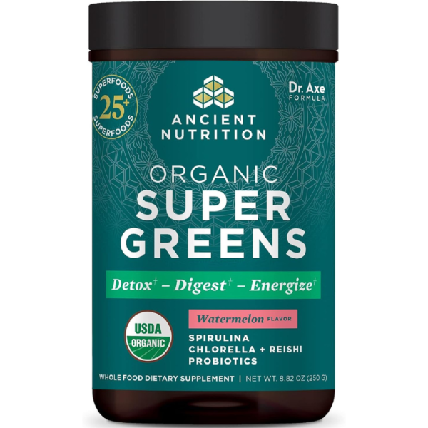 Ancient Nutrition Organic Watermelon Supergreens, 8.82 OZ