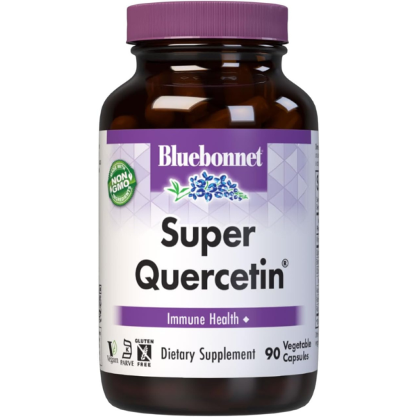 Bluebonnet BB-553 Nutrition Super Quercetin Vegetable Capsules, Vitamin C Formula, Best for Seasonal & Immune Support, Non GMO, Gluten Free, Soy Free, Milk Free, Kosher, White, 90 Count (Pack of 1)