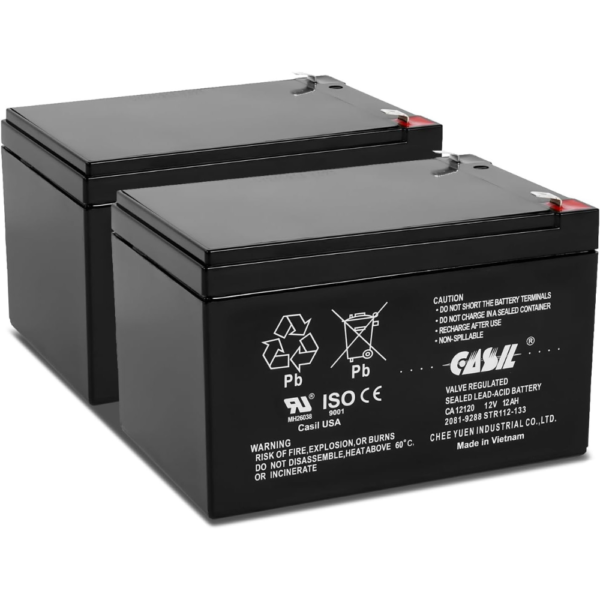 Casil 2 Pack CA12120 12v 12ah Battery with F2 Terminal, Sealed Lead Acid Battery 12v 12ah Deep Cycle AGM Scooter Battery for Ride on Toys and Power Wheels