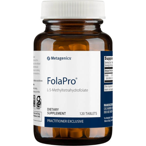 Metagenics FolaPro - 1,330 mcg DFE Methylated Folate Supplement - L-5-Methyltetrahydrofolate - Hormone Support* - Non-GMO & Gluten-Free - 120 Tablets