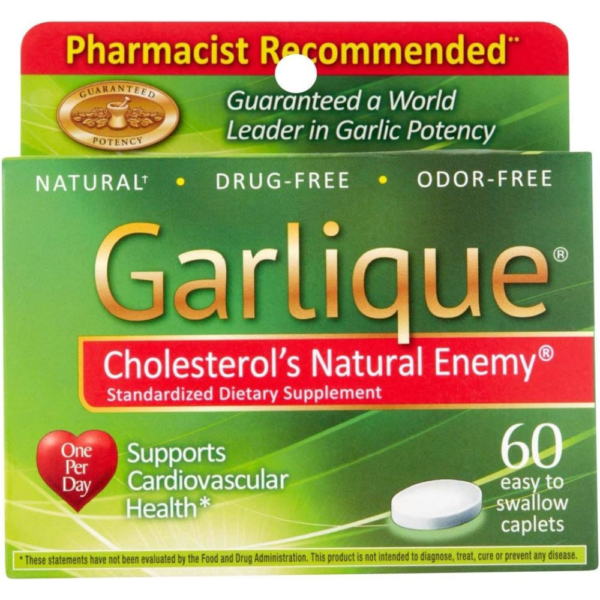 Garlique Healthy Cholesterol Formula with 5000 mcg of Allicin, 60 Enteric Coated Caplets (Pack of 3)
