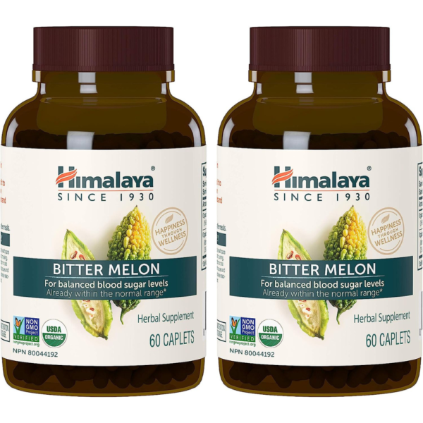 Himalaya Organic Bitter Melon/Karela Herbal Supplement, Glycemic Support and Weight Management, USDA Certified Organic, Non-GMO, Vegan, 660 mg, 60 Plant-Based Caplets, 2 Pack