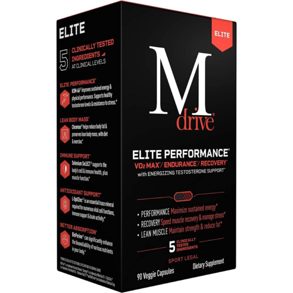 Mdrive Elite Test Booster for Men - Supports Immune Health, Energy, VO2Max, Recovery, Stress Relief, Lean Muscle, KSM-66 Ashwagandha, DIM, Fenugreek, 90 Capsules