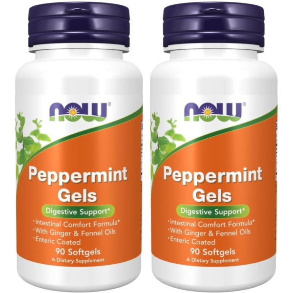 Now Foods Peppermint Gels with Ginger & Fennel Oils, 90 Softgels (Pack of 2)
