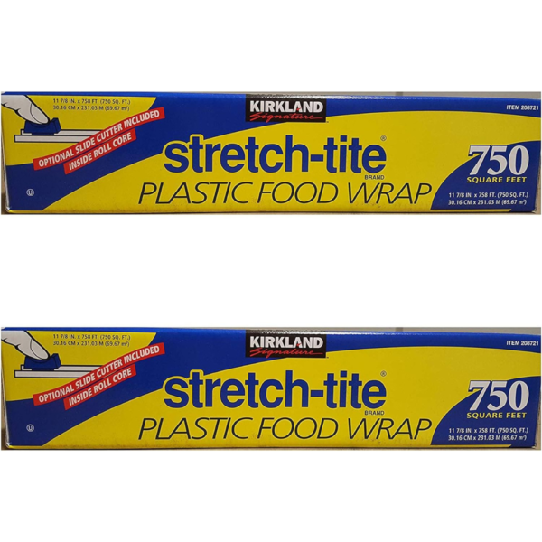 Kirkland Signature Stretch Tite Plastic Food Wrap 11 7/8 Inch X 750 SQ. FT. Pack 2