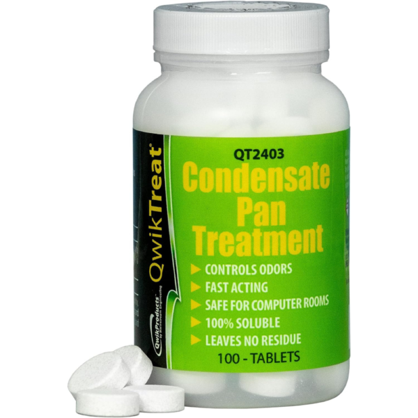 QwikTreat Condensate Pan Treatment Tablets, AC Drip Pan Tablets Air Conditioner Drain Line Cleaner, Control Odors, Overflow and Water Damage, 100 Tablets