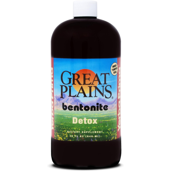 Yerba Prima Great Plains Bentonite - 32 oz - Natural Internal Liquid Clay Cleansing Supplement - BPA-Free Plastic Bottle