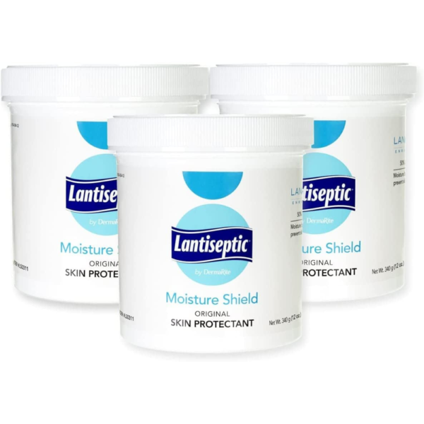 Lantiseptic Moisture Shield Original Skin Protectant – 50% Lanolin Enriched Skin Protectant Barrier Cream for Incontinence – Paraben Free, 3 Jars, 12oz Each