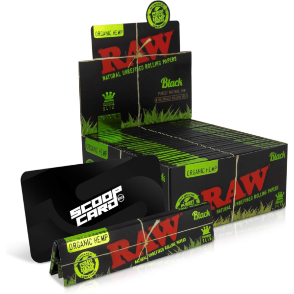 RAW Organic Black King Size Rolling Paper | 50 Packs | 32 Sheets Per Pack of King Sized Black Series Rolling Paper Double Pressed for an Ultra Thin Smoking Sesh to Taste all your Terps