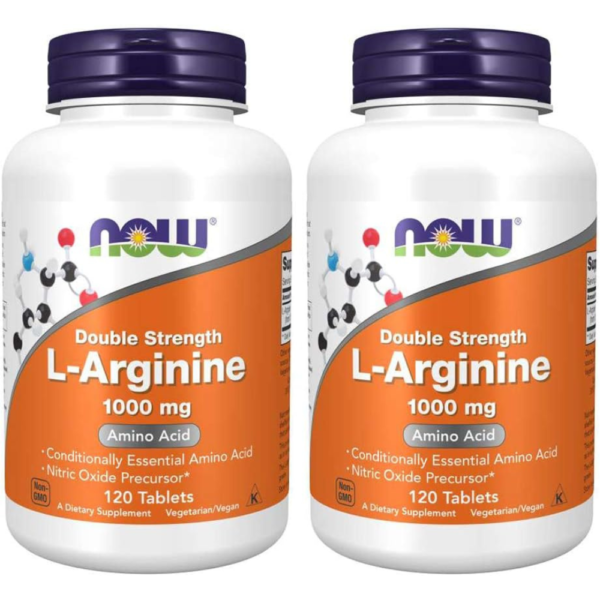 Now Foods L-Arginine 1000mg, 120 Tablets (2 Pack)