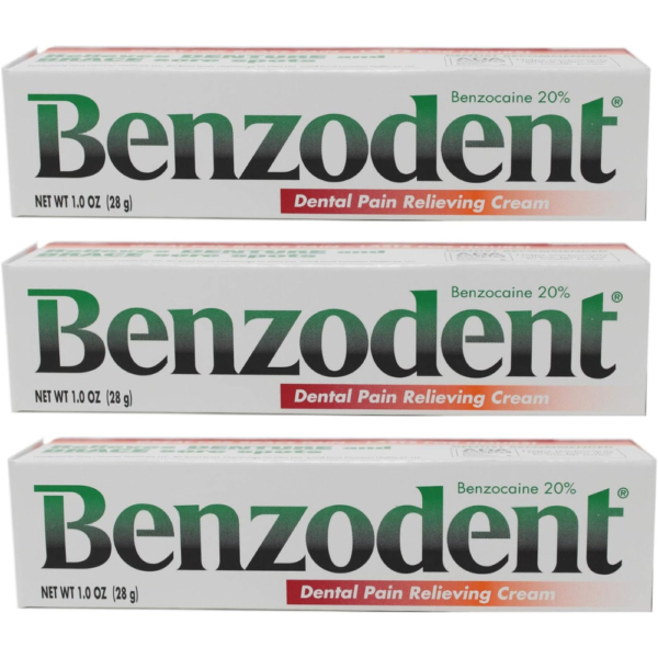 Benzodent Dental Pain Relieving Cream, 1 Ounce - Pack of 3