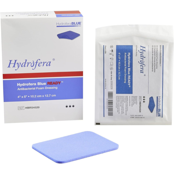 HBRS4520 Blue RDY Antibacterial Foam Dressing - Box of 10