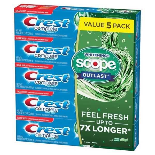 Crest Complete Whitening + Scope Mint Outlast Toothpaste, 5 pk./7.3 oz