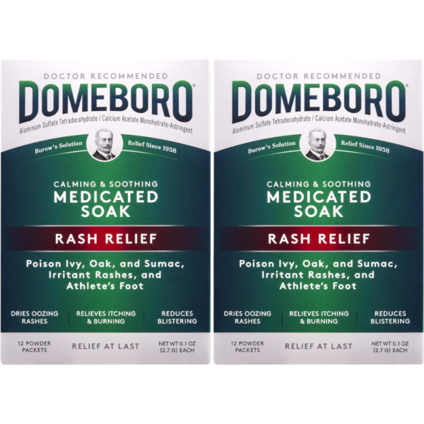 Domeboro Medicated Soak Rash Relief (Burow?s Solution), 12 Powder Packets (Pack of 2)