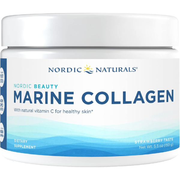 Nordic Naturals Nordic Beauty Marine Collagen Powder, Strawberry - 5.29 Ounces - Collagen Powder Supplement for Healthy Skin, Joints, and Bones, Vitamin C for Antioxidant Support - 30 Servings