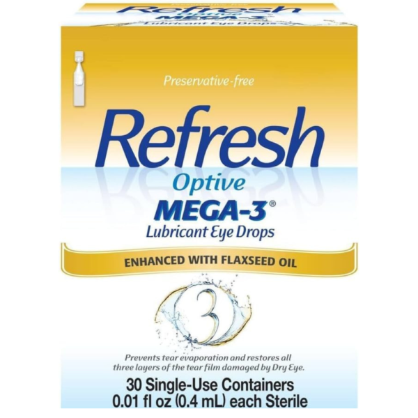 Refresh Optive Mega-3 Lubricant Eye Drops, 30 Single-Use (Pack of 2)
