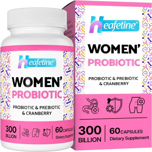Vaginal Probiotics for Women, 300 Billion CFUs Probiotics for Women, 15-IN-1 Women's Probiotic & Prebiotics, for Women’s Vaginal, Urinary Tract, PH Balance, Immune, Digestive, Bloating Health, 60 Caps