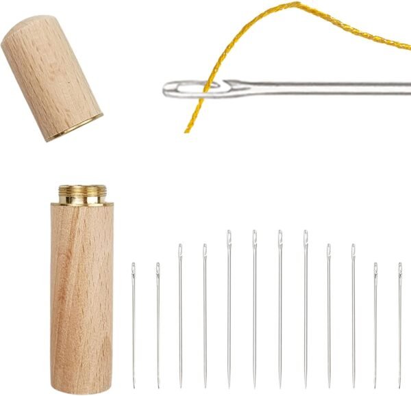 12pcs Self Threading Sewing Needles, 3 Sizes Big Eye Thread Needles, Easy Threading Needles with Storage Case
